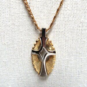 Silver CROSS Gold Tone Chain NECKLACE Religious Large Size Pretty